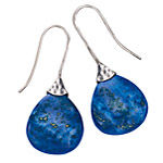 Sterling Genuine Lapis Teardrop Earrings