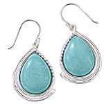 Sterling Genuine Turquoise Teardrop Earrings
