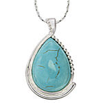 Sterling Genuine Turquoise Teardrop Pendant 24in