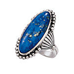 Antiqued Sterling Genuine Lapis Concho Ring