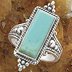 Antiqued Sterling Genuine Turquoise Ring