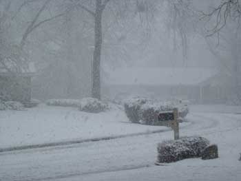 Early spring snow viewed from my front door